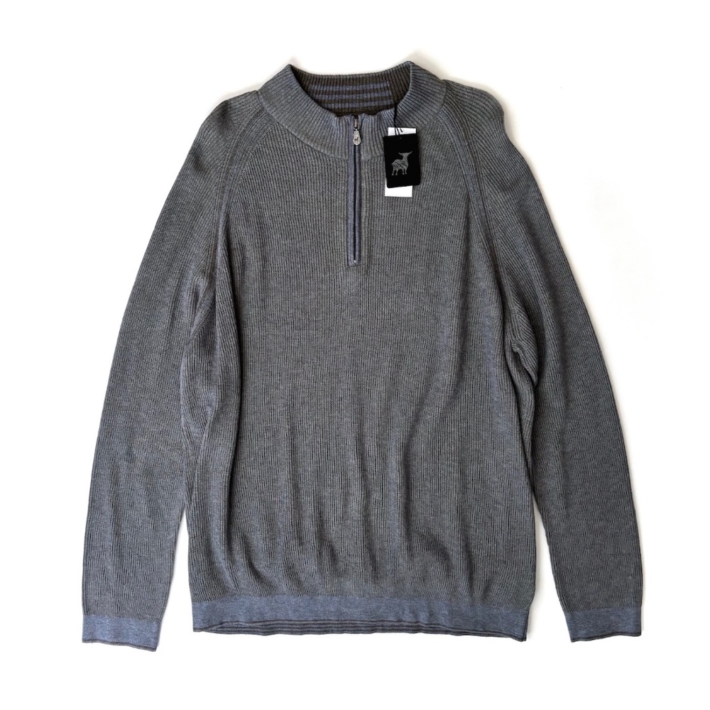 Raffi 1/4 Zip Ribbed Olive Blue Pullover 100% Cotton Lightweight Sweater XXL 2XL